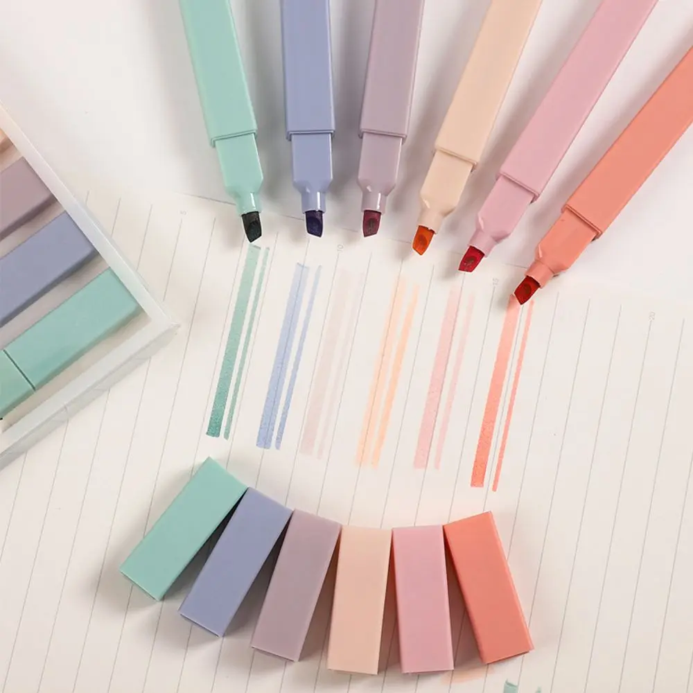 

School Supplies Journal Morandi Color Photo Album Marker Pen Fluorescent Pen Soft Tip Highlighter Student Stationery