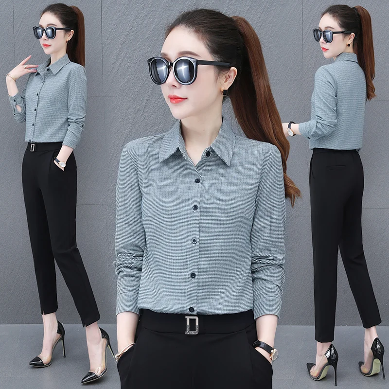 Autumn New Middle-Aged Mother Long Sleeved Cardigan Top Women'S Fashion Versatile Casual High-Quality Slimming Plaid Shirt