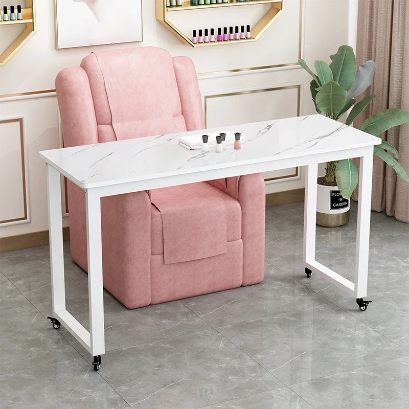 

White Portable Nail Table Professionals Marble Table Manicure Nail Commercial Designer Mesa De Manicure Nail Furniture MQ50NT