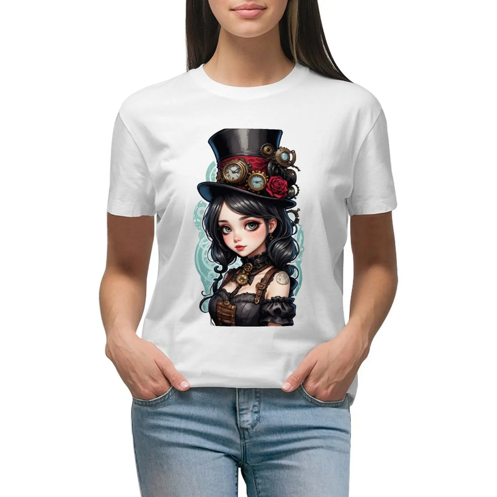 

Steampunk Girl T-shirt shirts graphic tees tees Women's cotton t-shirt