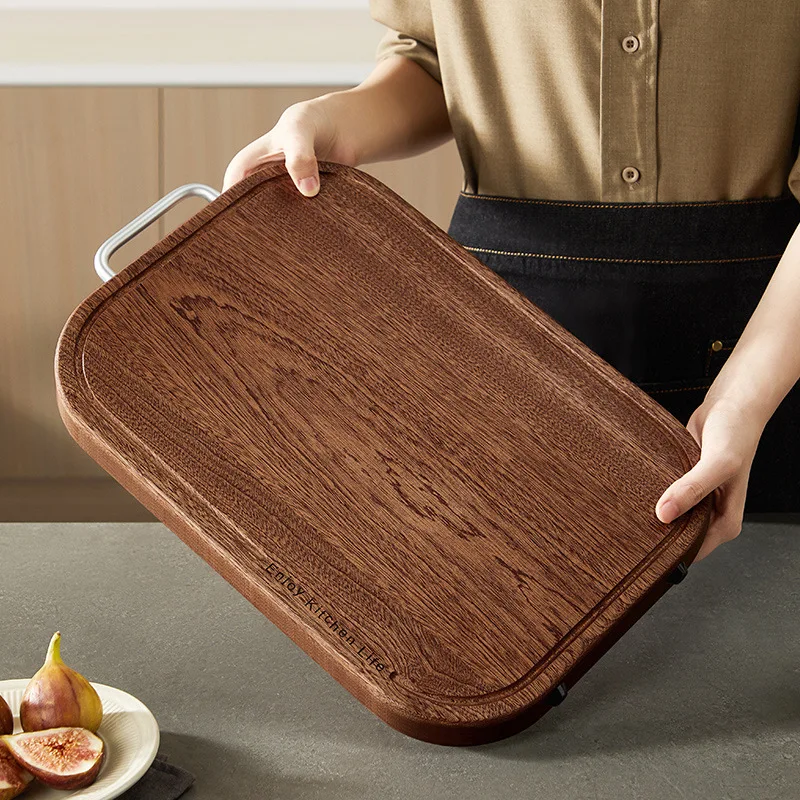 Ebony household thickening antibacterial mould-proof board fruit cutting board double-sided cutting board plus non-slip wood 4