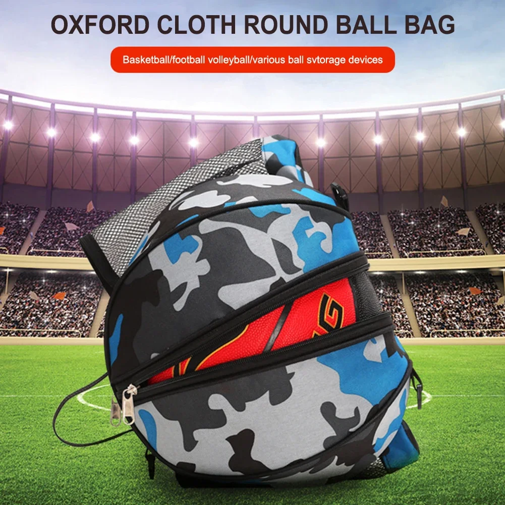 Round Shaped Shoulder Soccer Ball Bags Elastic Oxford Basketball Shoulder Bag with Zipper Waterproof Washable for Outdoor Sports sports ball bag