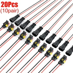 Waterproof Automotive Electrical Connectors for Various Vehicles (10/12/20pcs) (20pcs(10pairs))