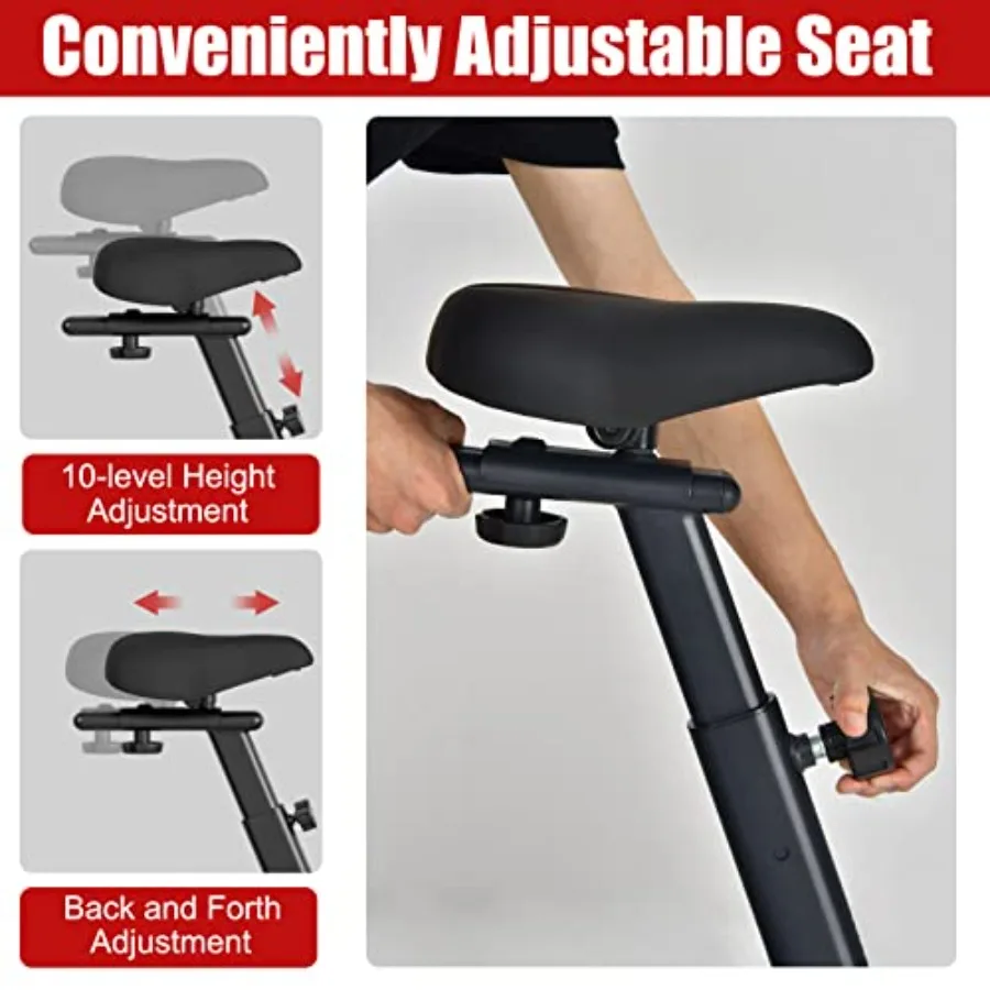 Fan Bike Air Resistance Upright Bike with LCD Monitor Phone Holder and Builtin Wheels Fully Adjustable Stationary Exercise