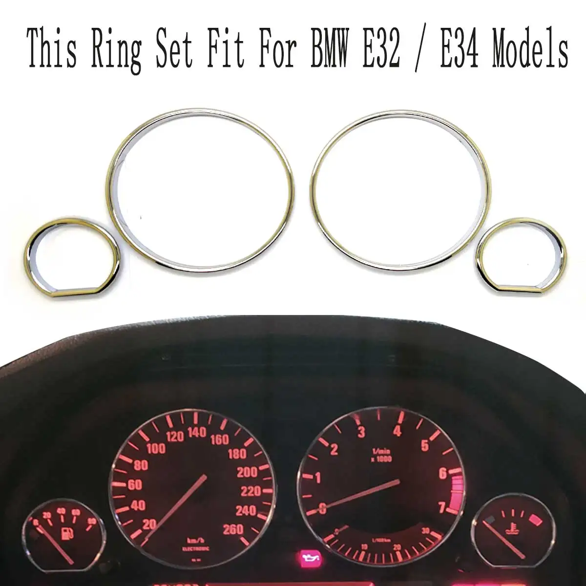대시 보드 게이지 링 세트, BMW E32, E34 용, 3 색 스타일링