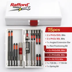 Enhanced Magnetic Non - Slip Drill Bit Set - S2 Steel, Crosshead & Impact Design, Versatile for Electric & Hand Drivers, Available in Various Quantities (15 Pcs With box)