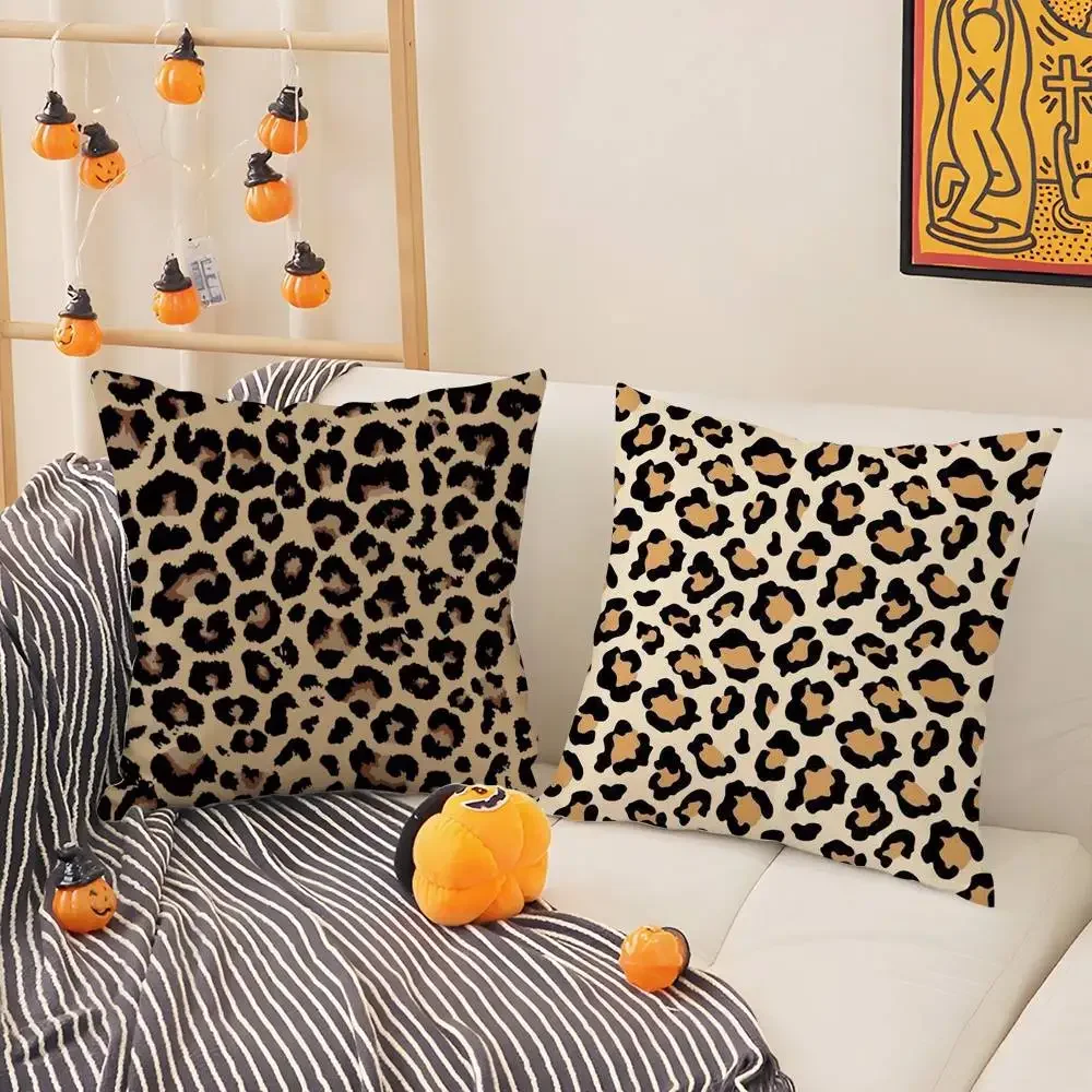 Fashion Luxury Leopard Print Pillow Case Sofa Living Room Bedroom Double-sided Printing Square Cushion Nap Time Cushion Cover 5