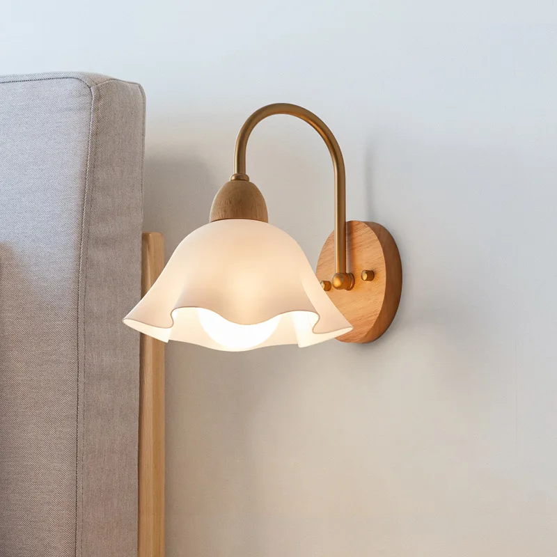 

Wall Lamp Bedroom Bedside Lamp Japanese Style Log Study Aisle Light Corridor Light Reading Wall Lamp Bedside Wall Lamp