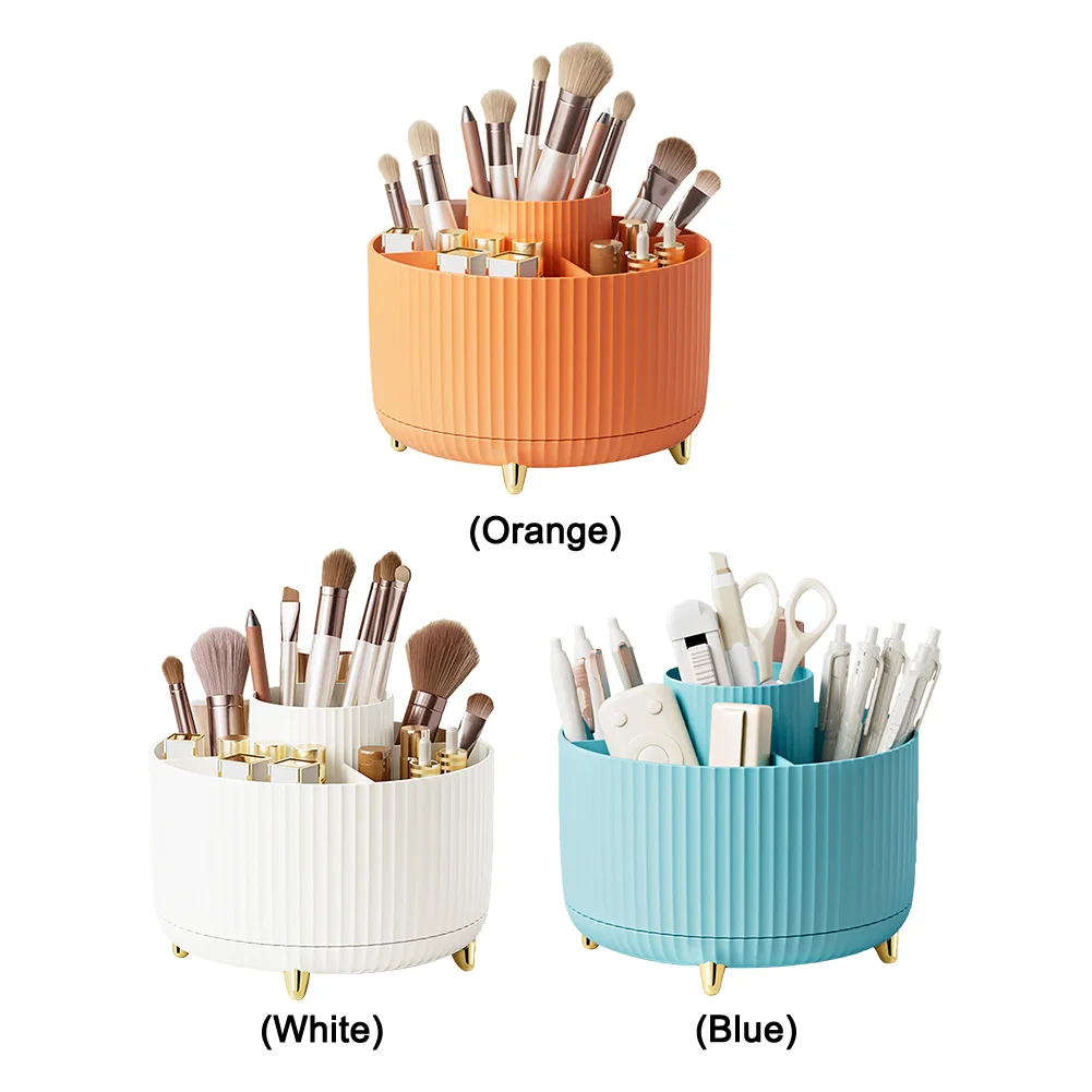 Makeup Brush Holder Organizer 360° Rotating Countertop Makeup Brush Organizer 5 Slot Makeup Organization and Skincare Storage 5