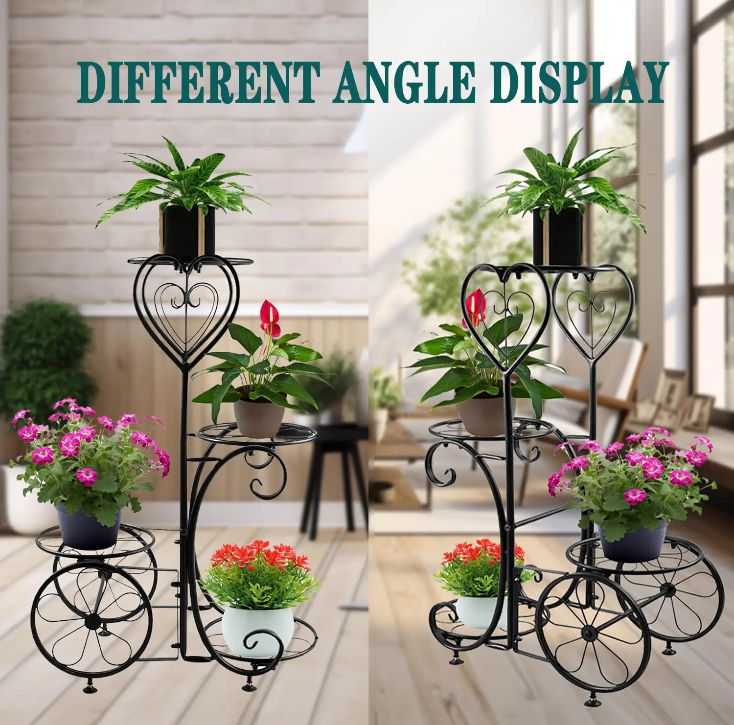 Metal Plant Stand Shelf Indoor Outdoor Plants Multiple 4 Tier Tall Corner Vertical Stands Tiered Flower Pot Holder Rack