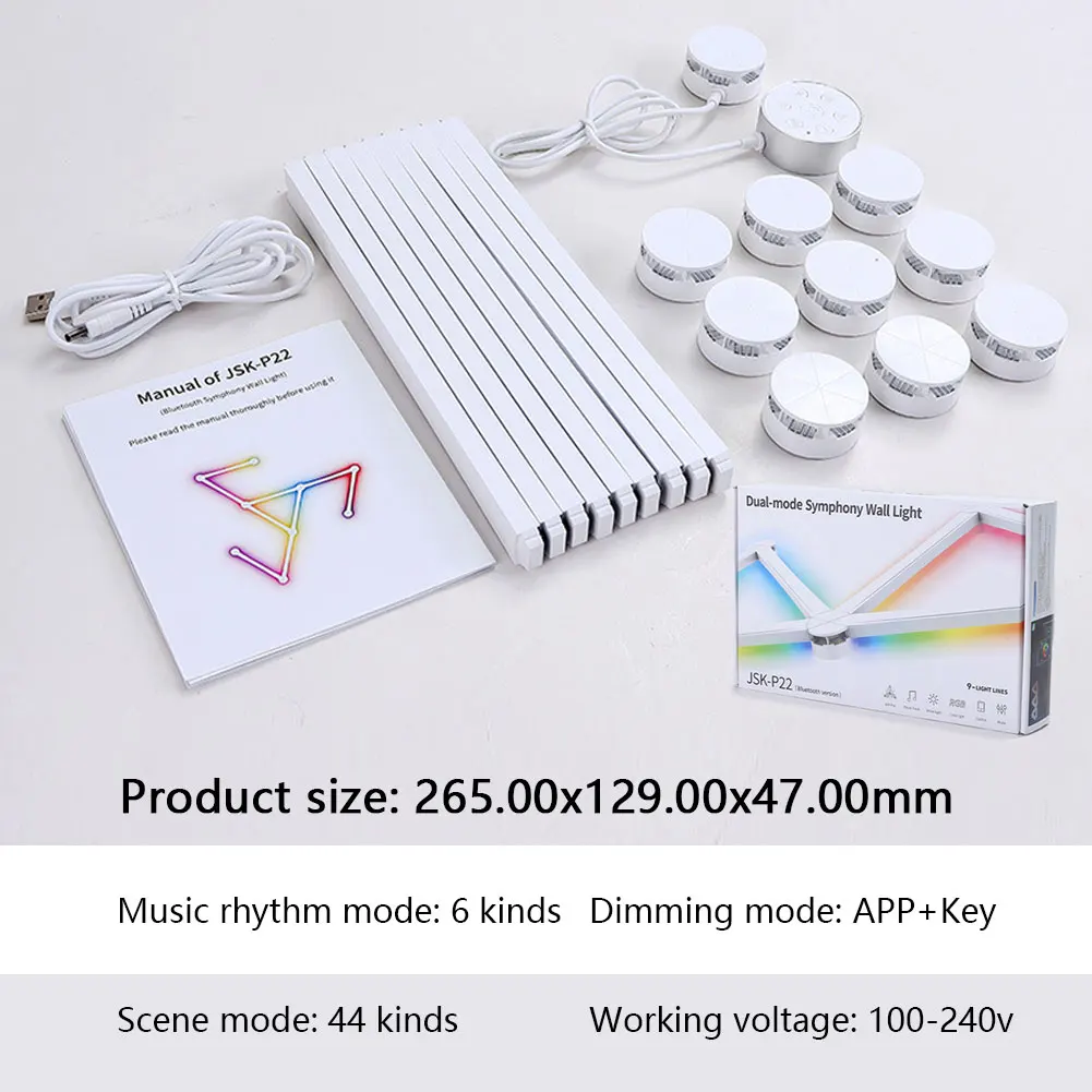 스마트 벽 램프 앱 제어 RGB 라이트 바, 음악 동기화, E-스포츠 거실 배경 조명 장식, RGB 스마트 벽 조명