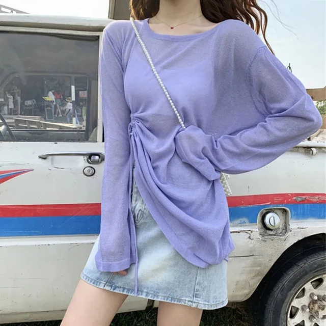 여름 더위를 시원하고 세련되게 맞이할 수 있는 여성 아이스 실크 선스크린 티셔츠