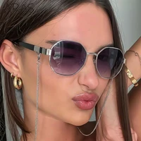 Lunettes de soleil polygonales pour femmes avec chaîne 2026 – Marque de luxe, tendances uniques, lunettes octogonales pour dames, montures carrées 5