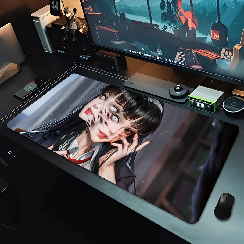 Black and White Mouse Pad Junji ito Laptop Gamer Mousepad Office Large Desk Mat PC Keyboard Extended Table Pad Carpet Mice Mat 4