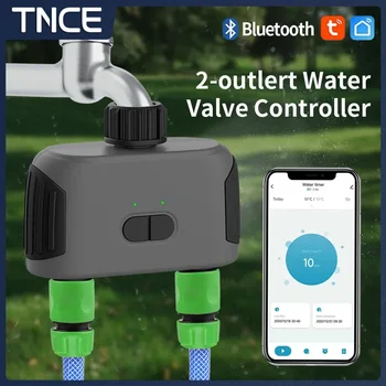 TNCE Tuya Bluetooth Smart Garden Watering Timers 2 Way Irrigation Controller Water Valve Rain Delay Programmable Controllers