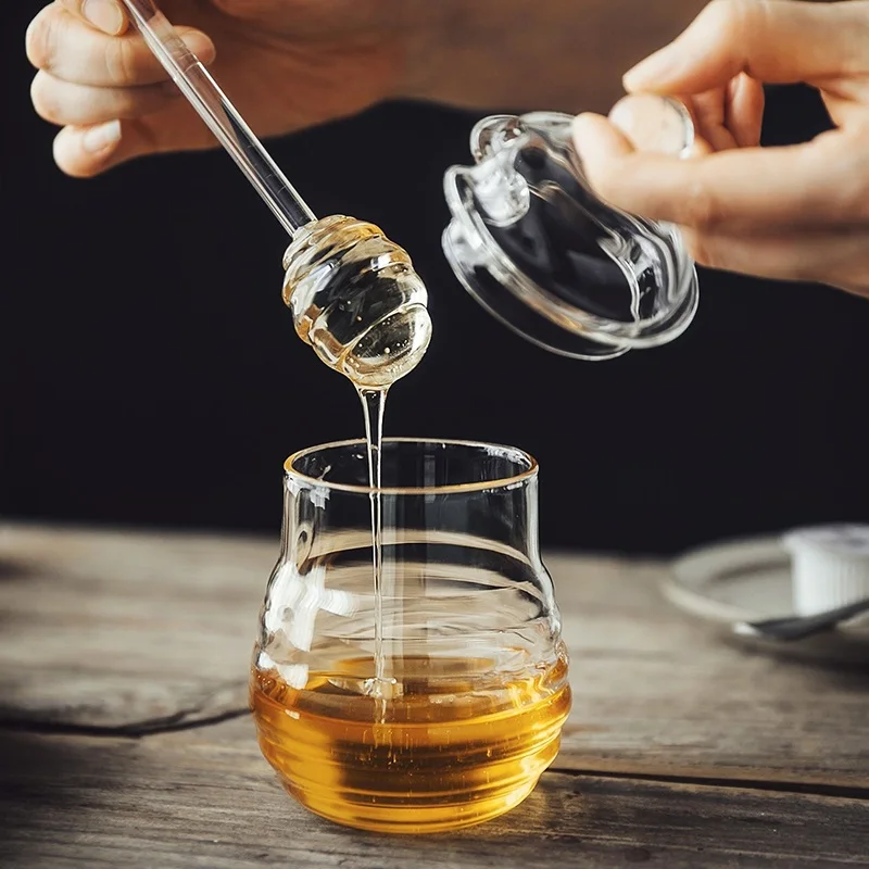 Di vetro di Miele Vaso di Vetro Ad Alta Borosilicato Cucina Jar Honey Pot  con Mestolo e Coperchio Vaso di Stoccaggio Contenitore per il Miele  Sciroppo 250ML - AliExpress