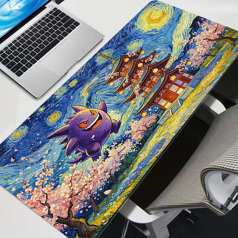 90x40cm XXL 고무 대형 PC 마우스 패드 G-Gengar 사쿠라 탑 게이머 게임용 마우스 패드 러그 데스크 키보드 매트 컴퓨터 노트북 매트