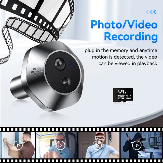 WSDCAM Mini Camera Two Way Talk Audio Doorbell Tuya Wifi Smart Video Peephole PIR Motion Detection APP Remote View 4
