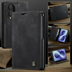 Vintage Magnetic Flip PU Leather Wallet Phone Case Cover - Galaxy Z Fold 8 Ultra (Coffee)