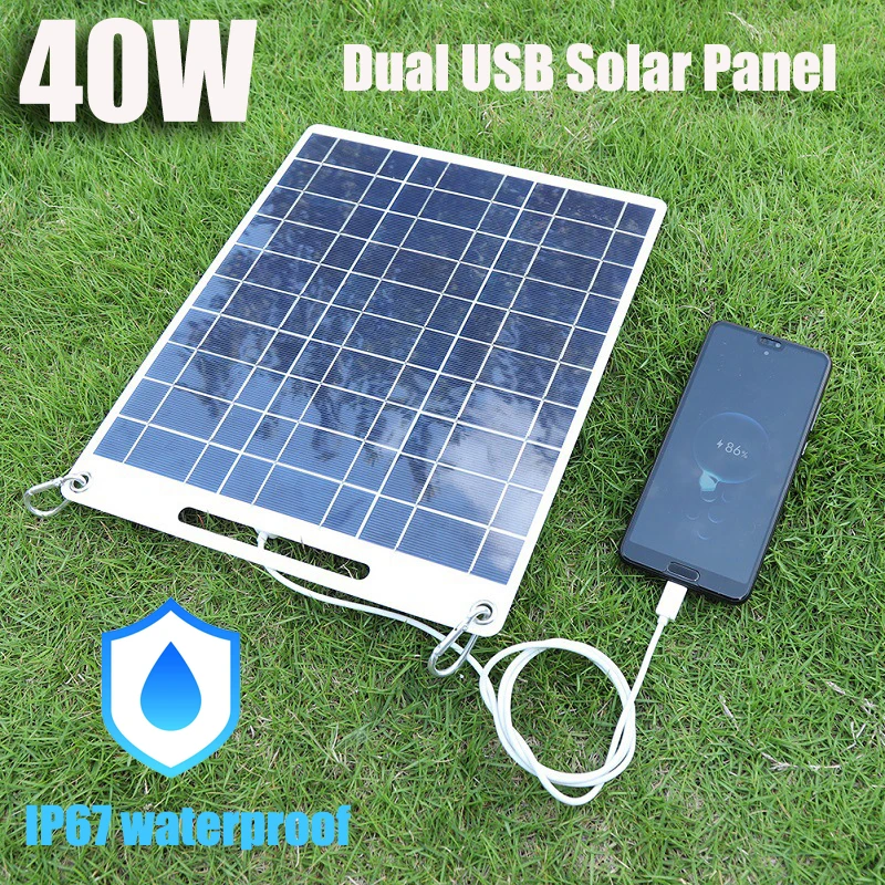 Solar Panel Charger Usb Travel 40w Portable Solar Charger 5v 40w