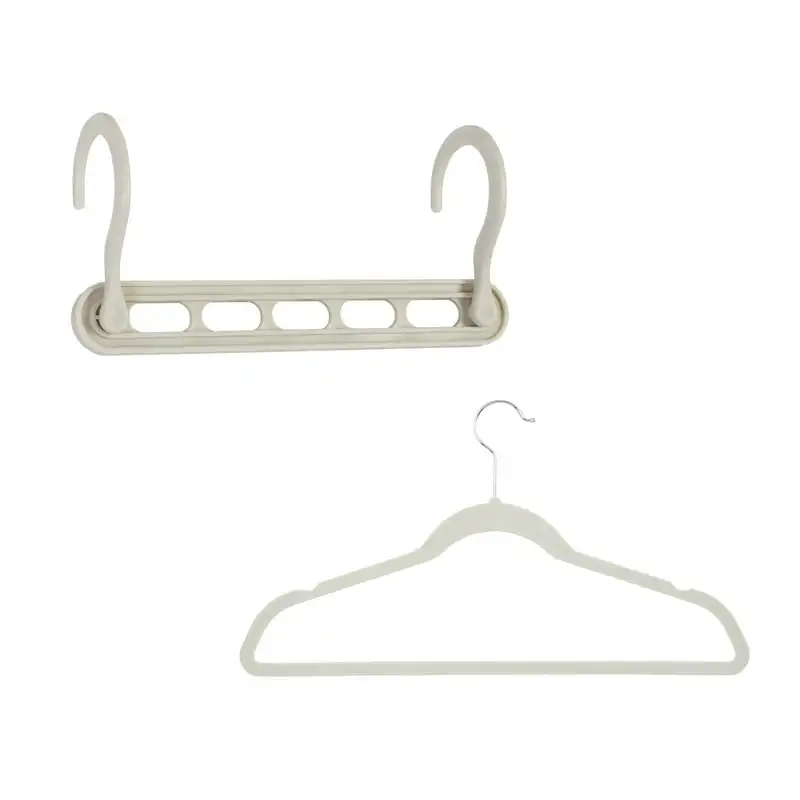 

Can Do Set of 5 Collapsible Hangers and 50 Velvet Non-Slip Hangers, White Ganchos de madera para ropa Black velvet hangers Skirt