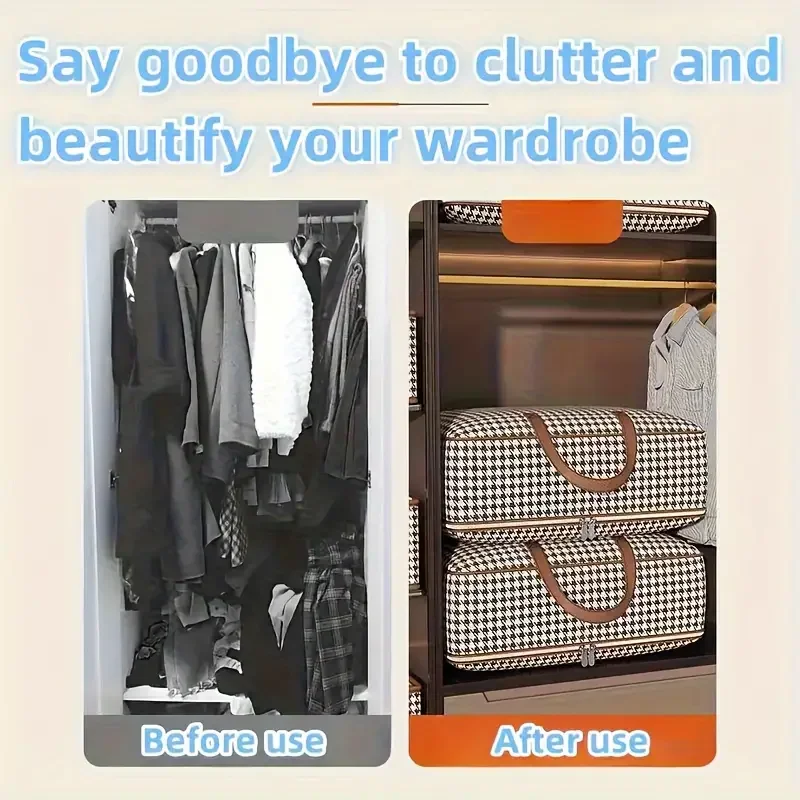 2025 New Storage Box Large Capacity Portable Household Clothes Organizer with Handles Dustproof Foldable Travel Bag 2