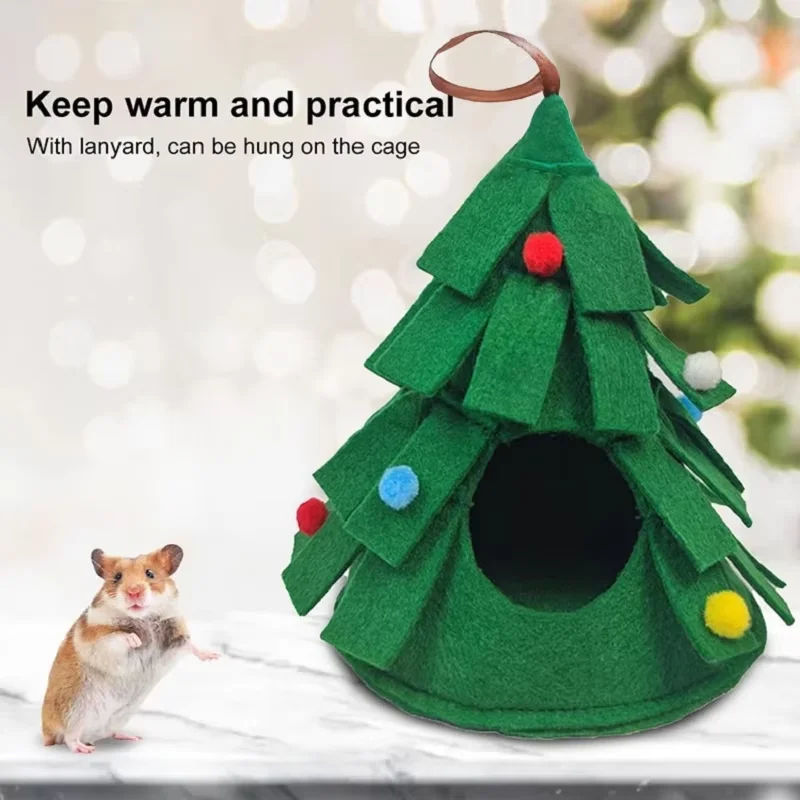 Hamster Christmas Nest Guinea Pig Hammock Squirrel Toys Hamster Warm Christmas Hideout Pet Cage Tree Small Pet Hammock Nest