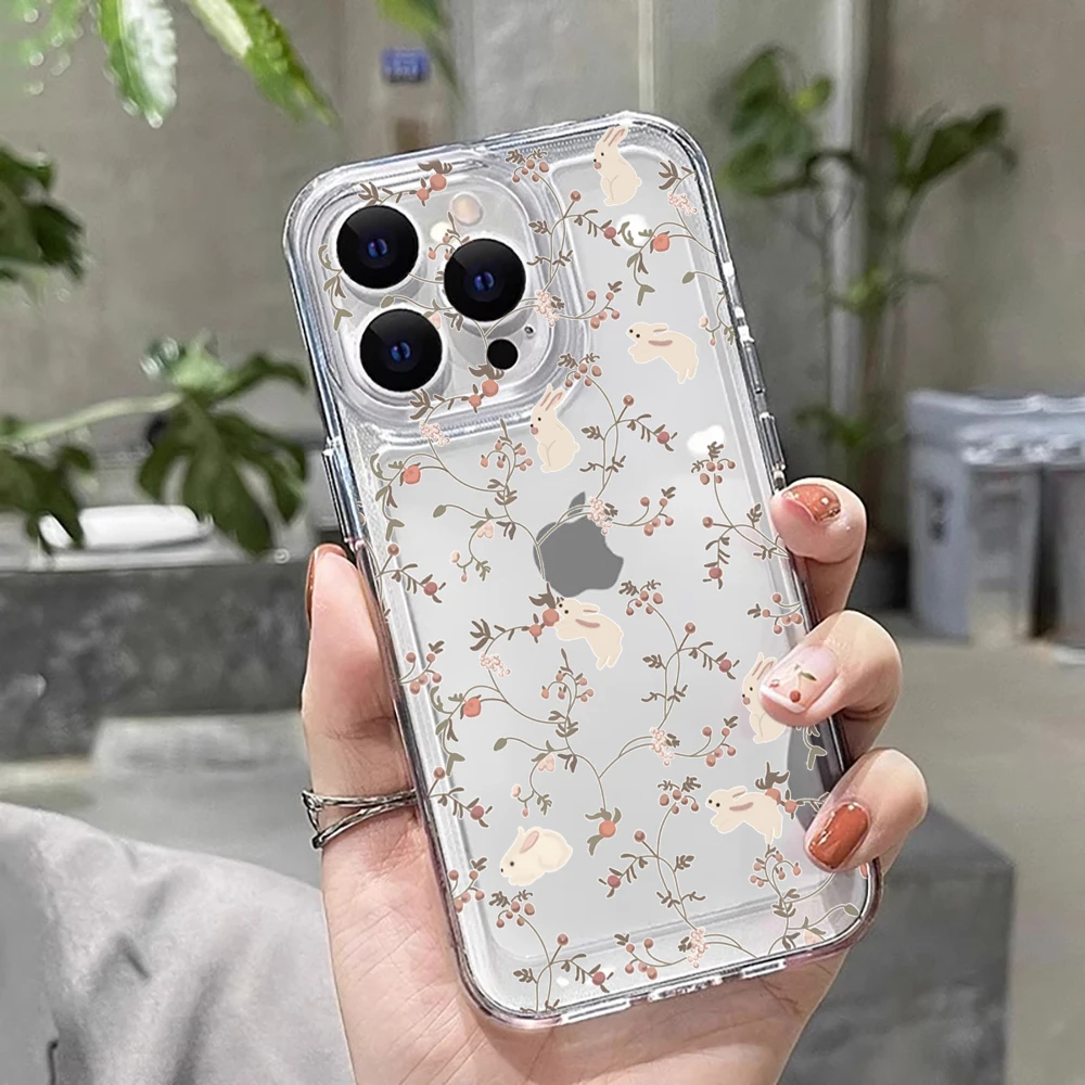 Floral Shockproof Transparent Silicone Phone Case