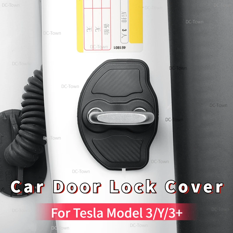 

4PCS Door Lock Cover for Tesla Model 3/Y/3+ Highland 2024 Car Door Latch Protection Cover Protective Limiter Auto Accessories