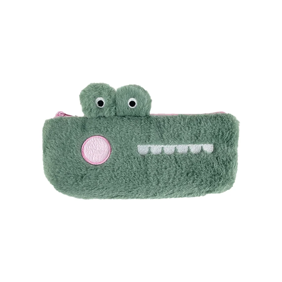 Cute Plush Bunny Pencil Storage Bag Cartoon Crocodile Animal Student Supplies Pencil Case Large Capacity Stationery Bag