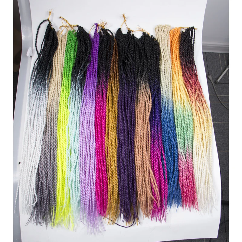 QP hair Ombre Senegalese Twist Hair Crochet braids 24 inch 30 Roots/pack Synthetic Braiding Hair for Women black Crotchet hair