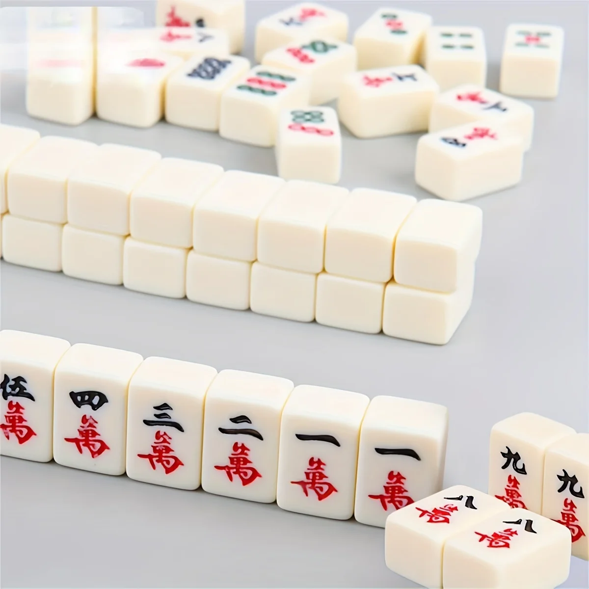 Compact Mahjong Set with Storage Box - 144 Tiles for Travel and Home Play 2