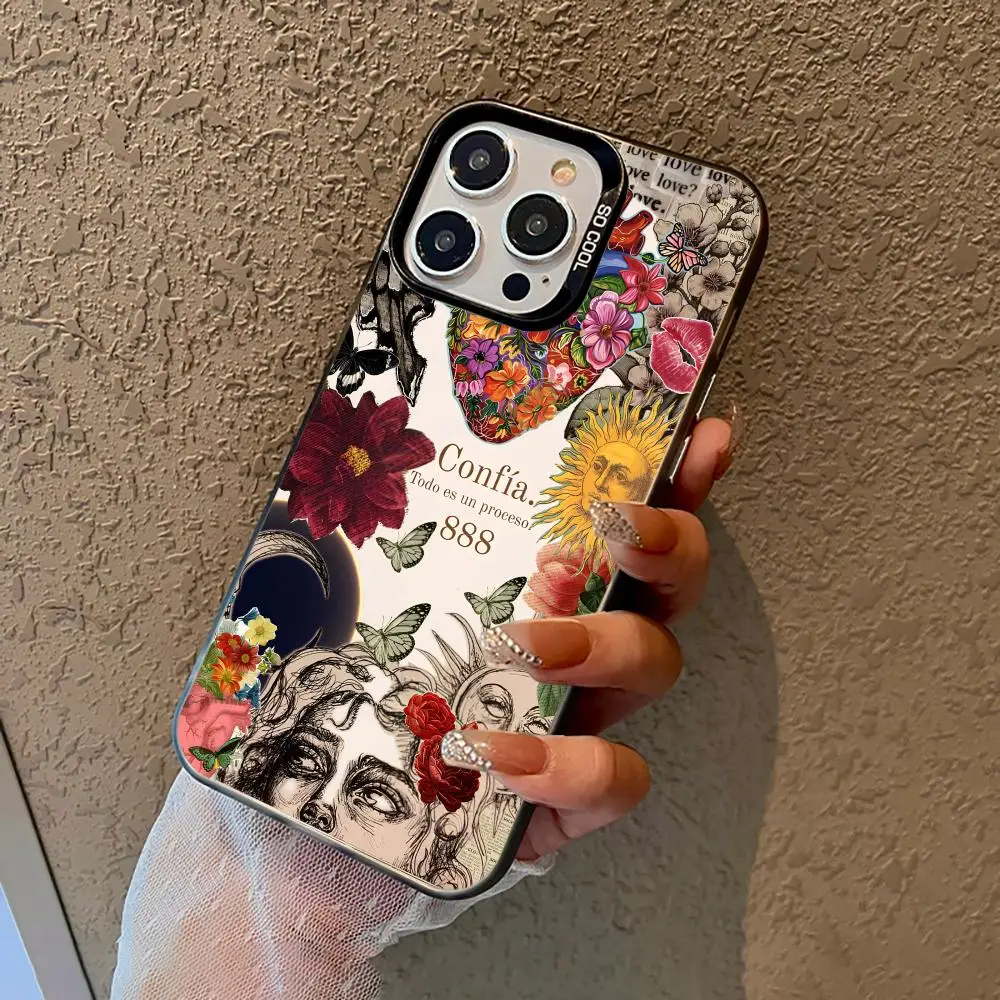 Flower and Butterfly Design Phone Case Shockproof and Anti Slip Frosted Suitable for iPhone 16 15 14 13 12 11 Pro Max Plus Mini 2