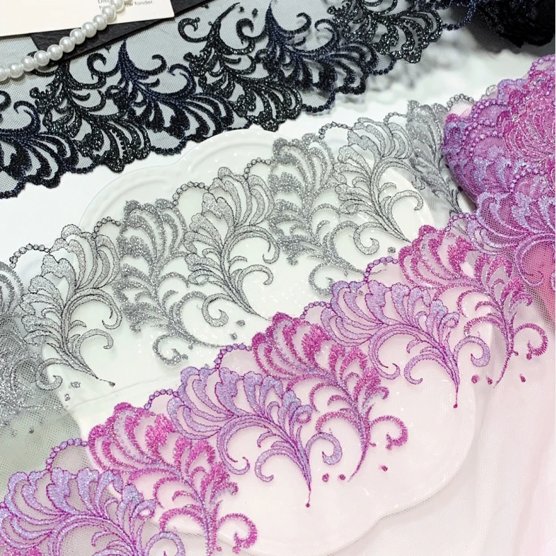 

18Yds 23cm Wide Embroidered Tulle Lace Trim Mesh Lingerie Underwear Clothes Bra Dress Wedding Bridal Sewing Fabric DIY