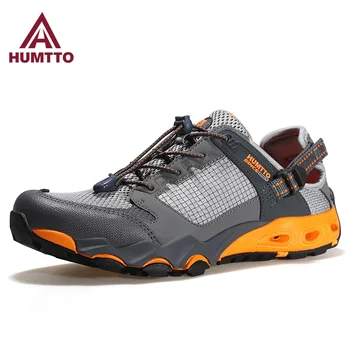 HUMTTO 남성용 샌들 패션 브랜드 Summer Beach Man Shoes 통기성 럭셔리 디자이너 스니커즈 Non-Leather Mens Casual Shoes