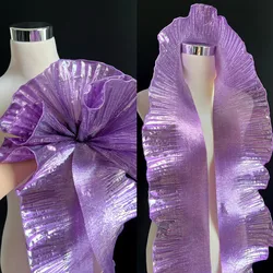 Metallic Big Wave Lace Fabric - 1 Yard, 15CM Wide for Sewing and Dress Accessories (Light Purple)