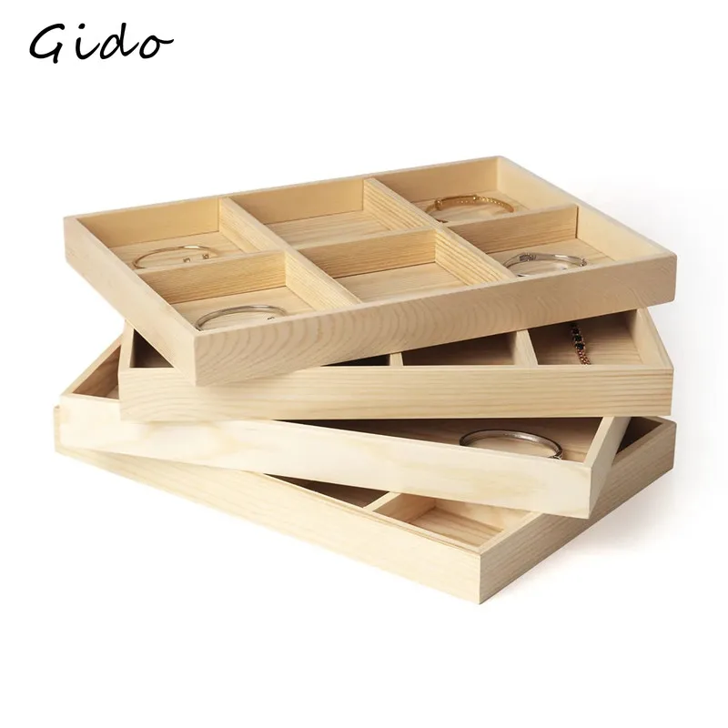 

Wooden Jewelry Organizer Trays Earrings Ring Necklace Jewelry Storage Stand Display Holder Boxes Removable Wooden Batten Spacer