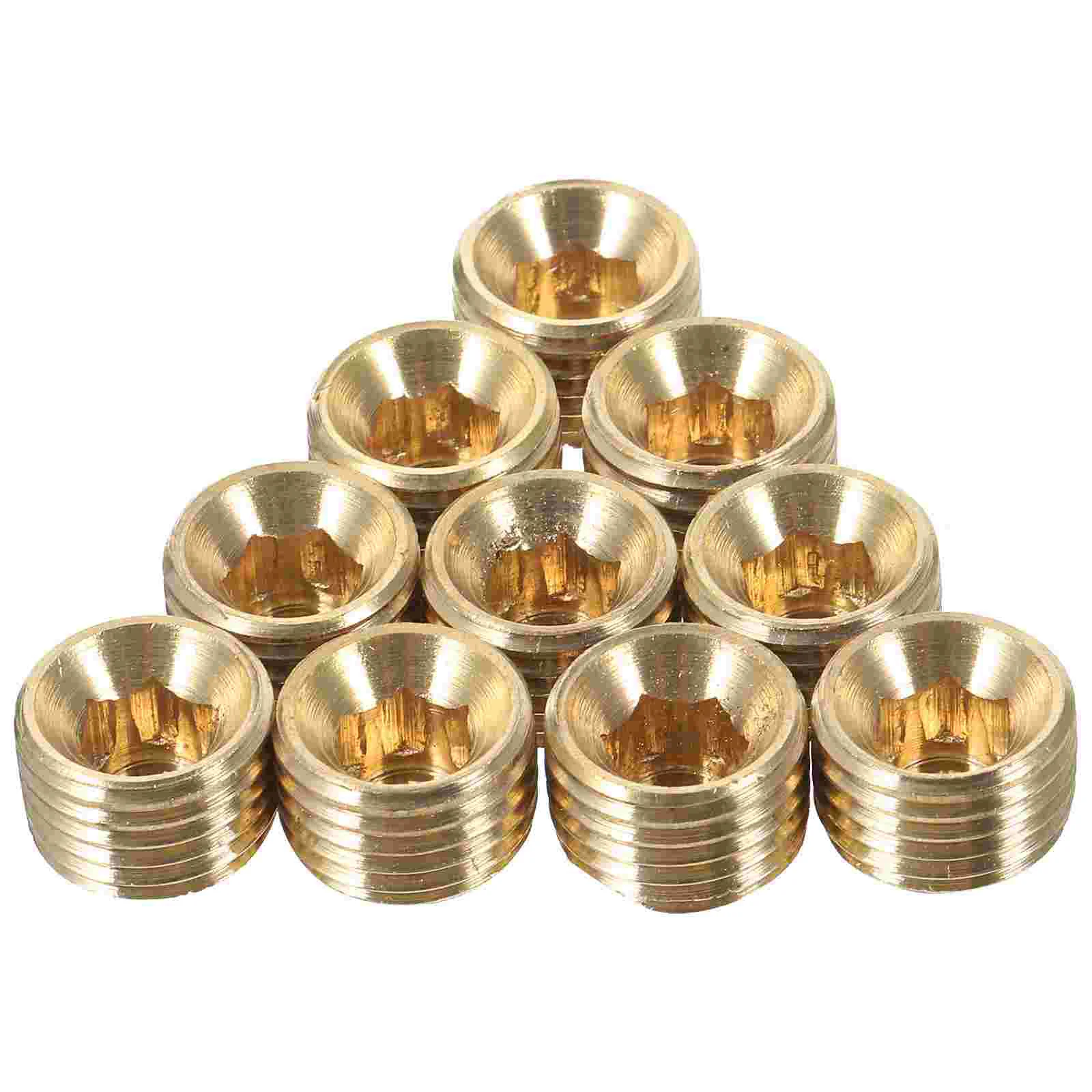 

10 Pcs Pipe Plug Water Plugs Copper Hose End Cap Brass Fittings Hexagonal Tubing Connector