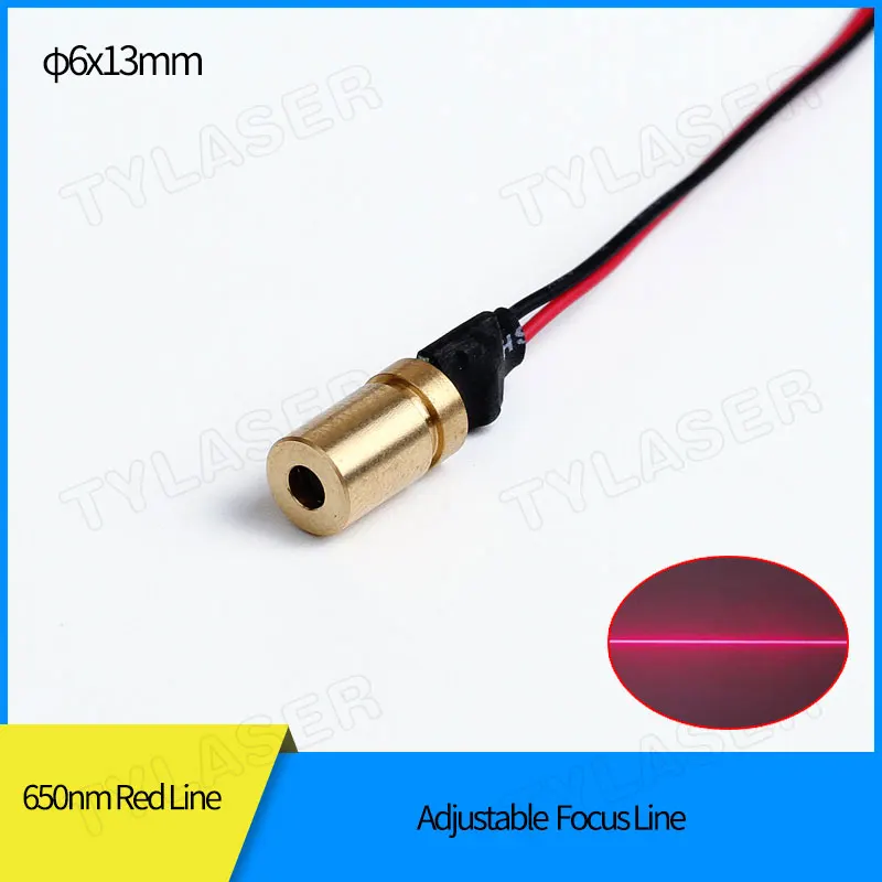 

Adjustable Focus D6X13mm 650nm 1mw 5mw Red Line Diode Copper Head Focusable Professional Laser Module Metal Laser