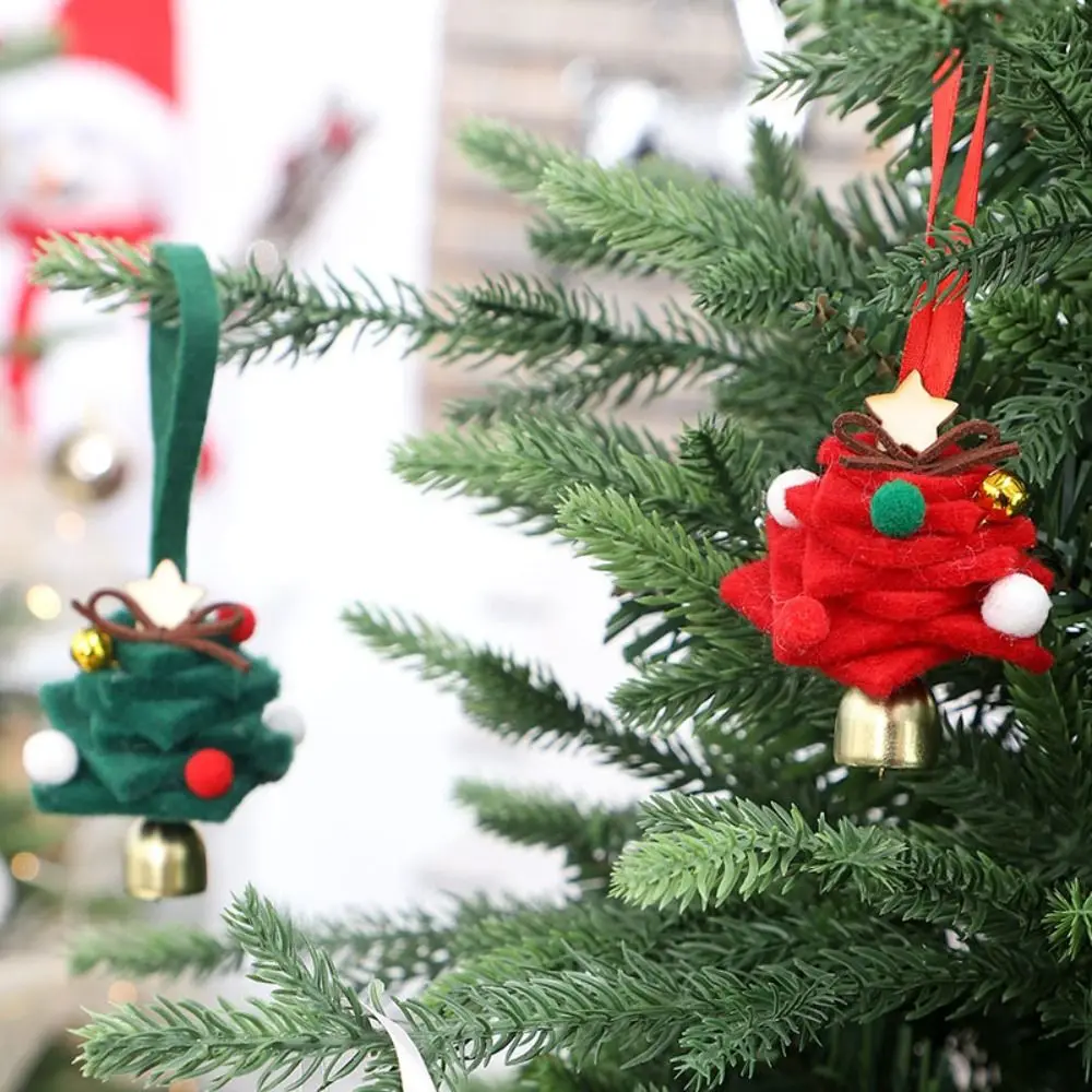Felt Christmas Bell Pendant Creative Stars Christmas Jingle Bells Handmade Mini Christmas Hanging Decorations Home Door Decor