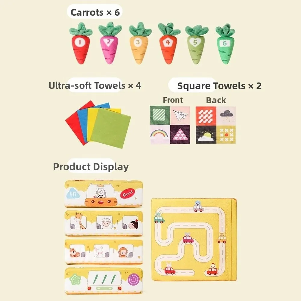 Soft Baby Tissue Box Toy Tear-resistant Finger Exercise Radishes Montessori Toy Non-Fading Color Learning