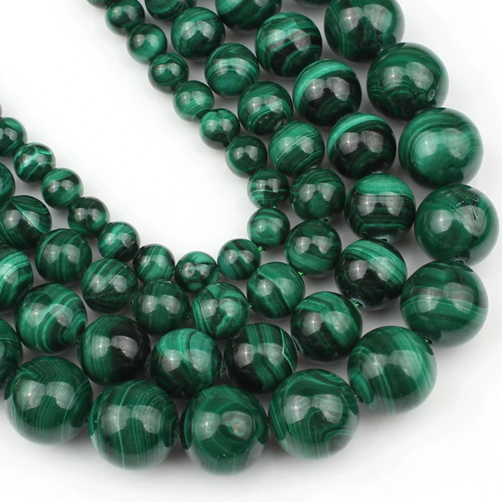

Natural Stone AAA Green Malachite Round Loose Beads for Jewelry Making 6 8 10 12mm Diy Bracelets Necklaces Wholesale 7.5 Inch