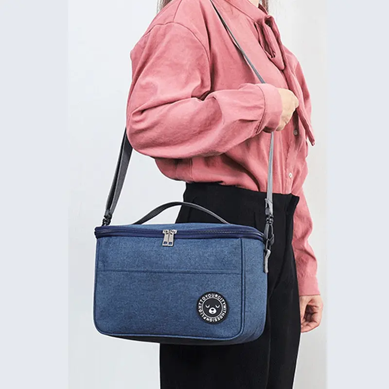 Portable Lunch Bag Food Waterproof Thermal Box Durable Office Cooler Lunchbox With Shoulder Strap Organizer Insulated Case