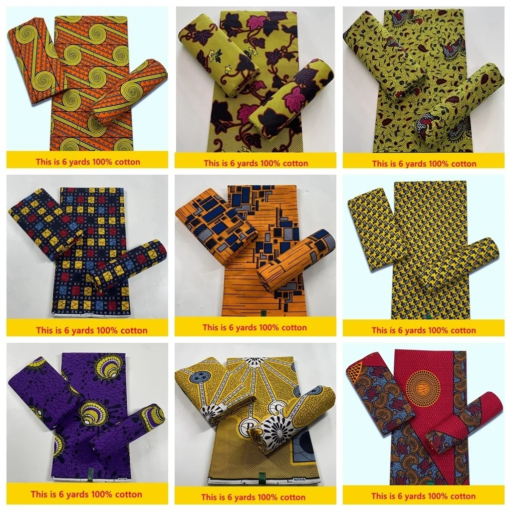 Classical Fabric Dutch Hollandais Fabric Veritable Real Wax for African Printed Dress Guaranteed 100% Cotton 6 Yards