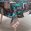 1pc Coffee pattern Black Polyester Tablecloth, Oilproof&Waterproof Tablecloth Rectangular Table Decoration Kitchen table cover 5
