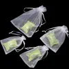 25/50PCS Drawable Party Supply Wedding Christmas Favor White Pouches Organza Gauze Sachet Gift Bags Drawstring Pocket 3
