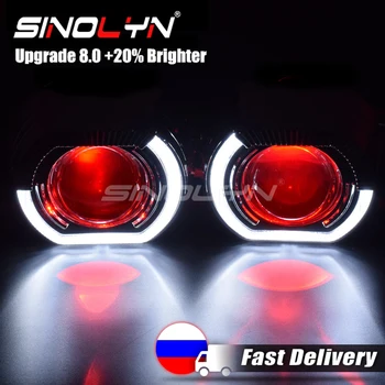 Sinolyn Angel Eyes 헤드라이트용 Bi Xenon 렌즈, 자동차 조명 프로젝터 렌즈, DRL Devil 헤드라이트, 자동차 액세서리, H7 H4, 2.5 인치