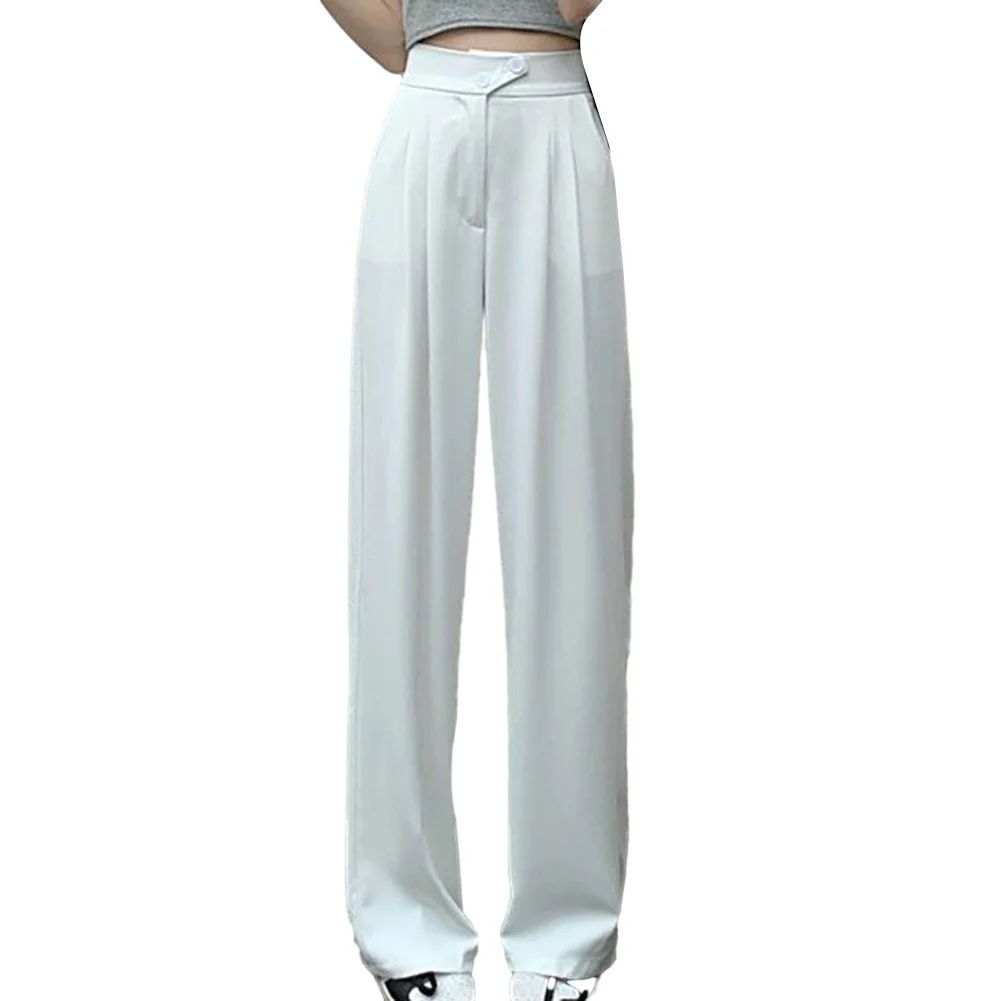 

2024 New Casual Loose High Elastic Waist Trousers Spring Thin Classic Straight Pantalones Candy Colors Suit Wide Leg Pants Women