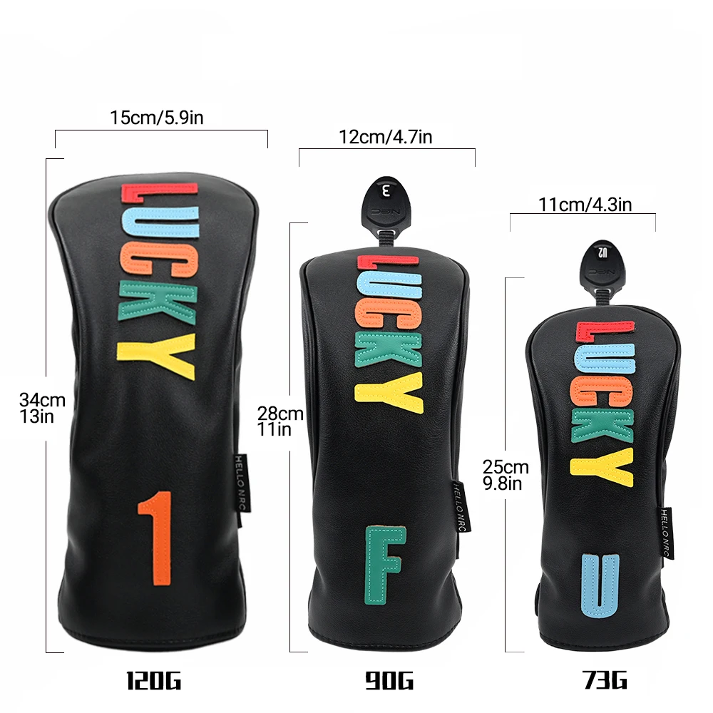 Description Picture 3 of itemGolf Wood Head Covers Lucky Styles PU Leather Protector Cover For Driver Fairway Hybrid Waterproof Club Cover Golf Accessories