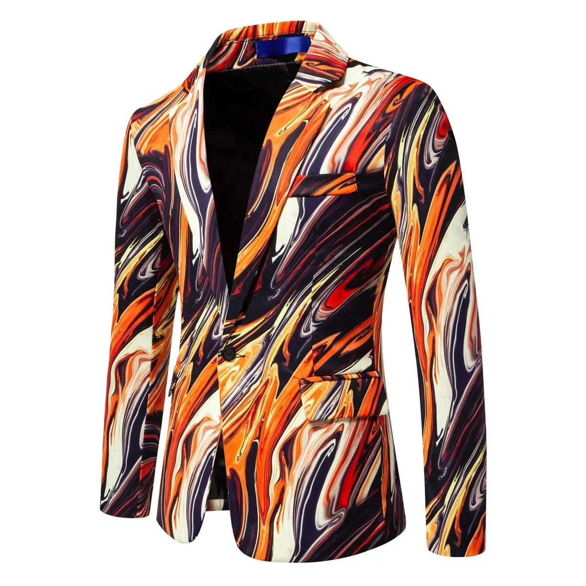 Men's Suit Jacket Paint Water Pattern Road Suit Business Casual Jacket Blazer